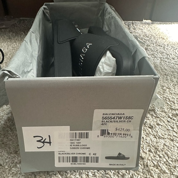 Balenciaga Pool Slide - Chrome Logo - Picture 4 of 9